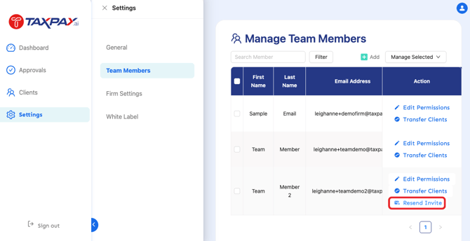 resend invites