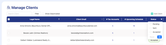 sort and filter client names